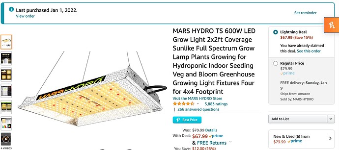 Weed Mars Hydro TS 600W LED